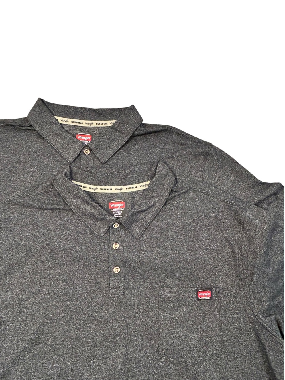 NEW Lot of 2 Wrangler Workwear Men's Heather Gray Polo Shirts 3XL Casual Relaxed